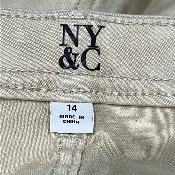 NY&C Beige KHAKI HIGH RISE WIDE LEGS WOMEN PANTS, SIZE 14. - Picture 3 of 8